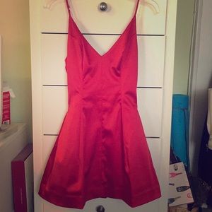 Bebe semi formal red satin dress.